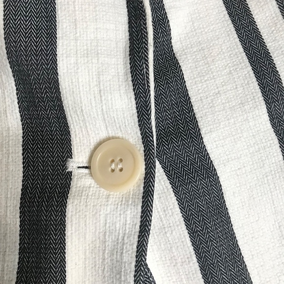 Talbots Black White Striped Linen Blend Sleeveless Blazer Vest S/M - Picture 6 of 10